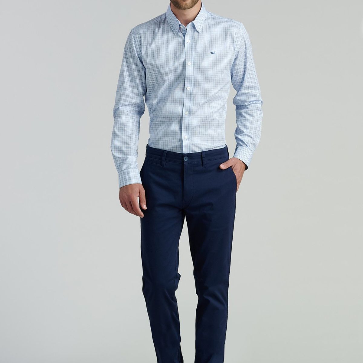 FEROUCH - Pantalón Twill Slim /33 Business Azul Ferouch