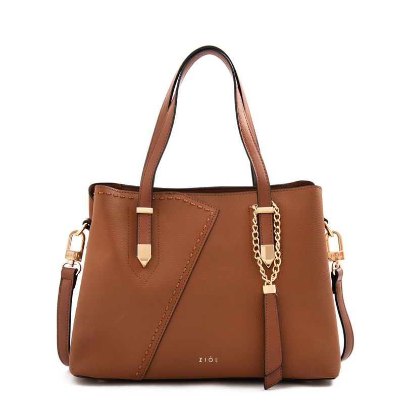ZIOL - Cartera dos asas tres divisiones mediana biel café