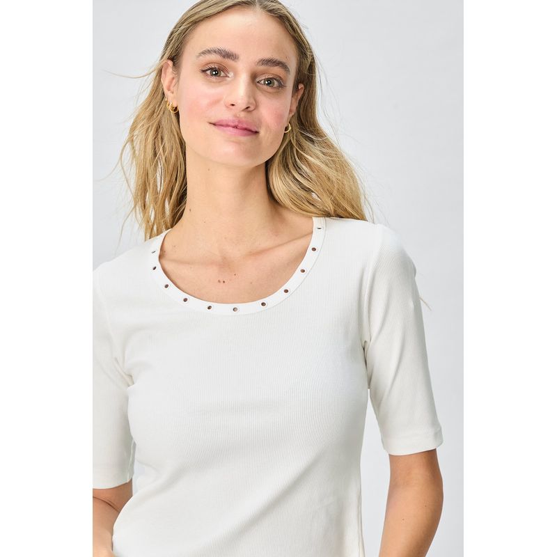 IO - Polera Manga Corta Crudo Mujer Io