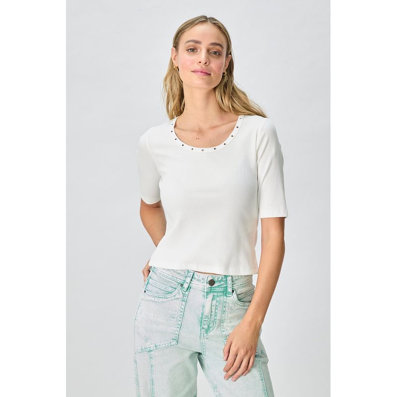 IO - Polera Manga Corta Crudo Mujer Io