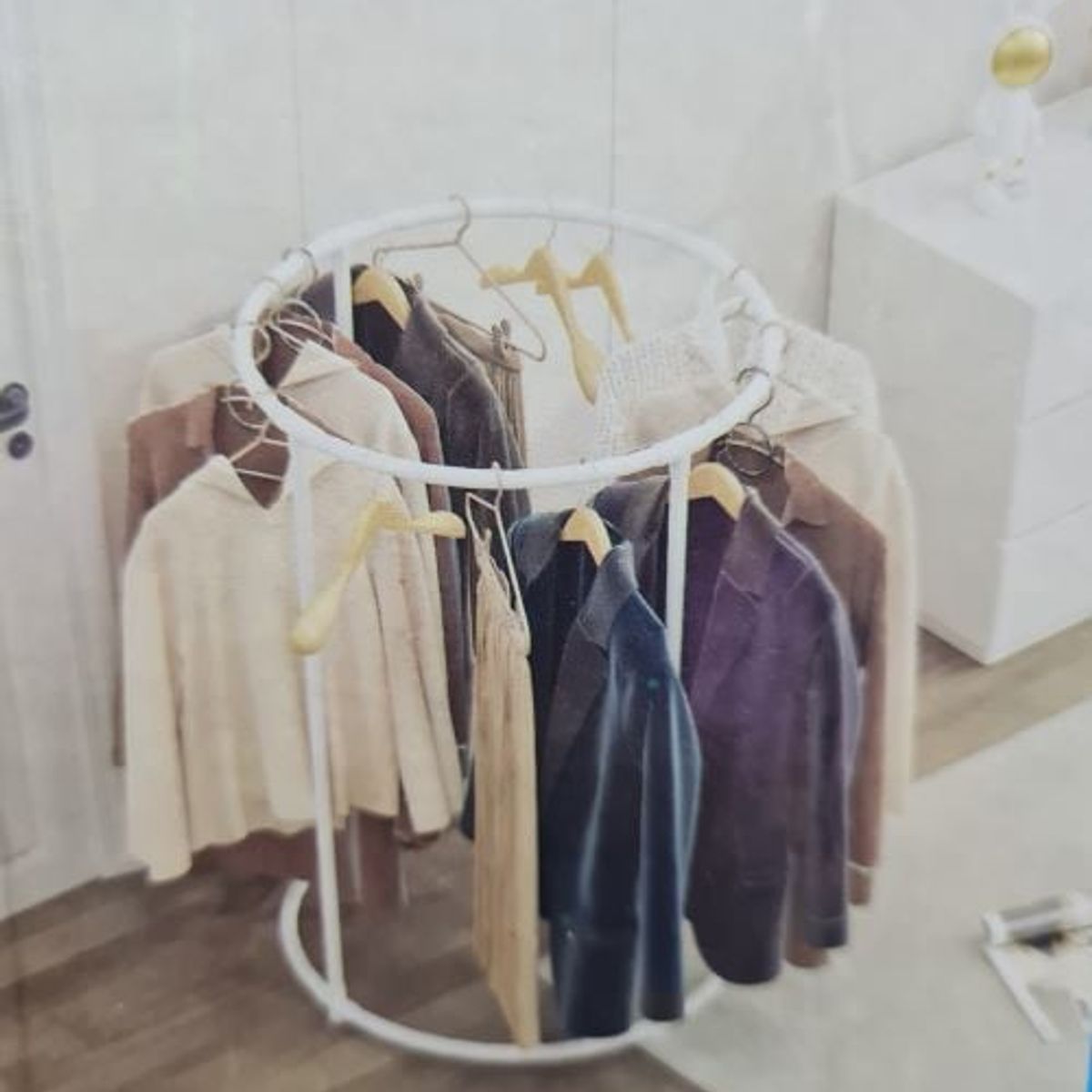 GENERICO - Perchero Organizador Circular Giratorio Blanco con ruedas