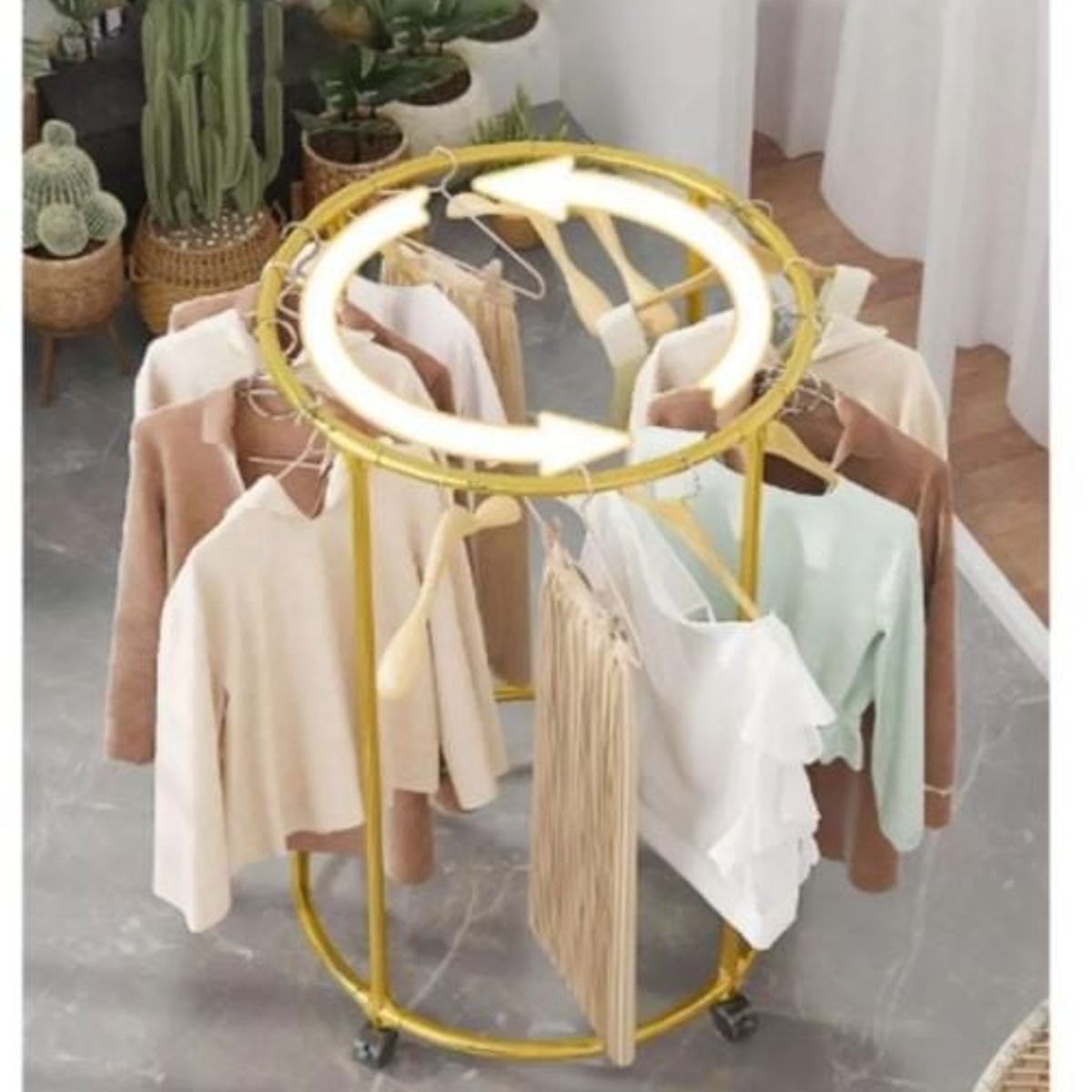 GENERICO - Perchero Organizador Circular Giratorio Blanco con ruedas