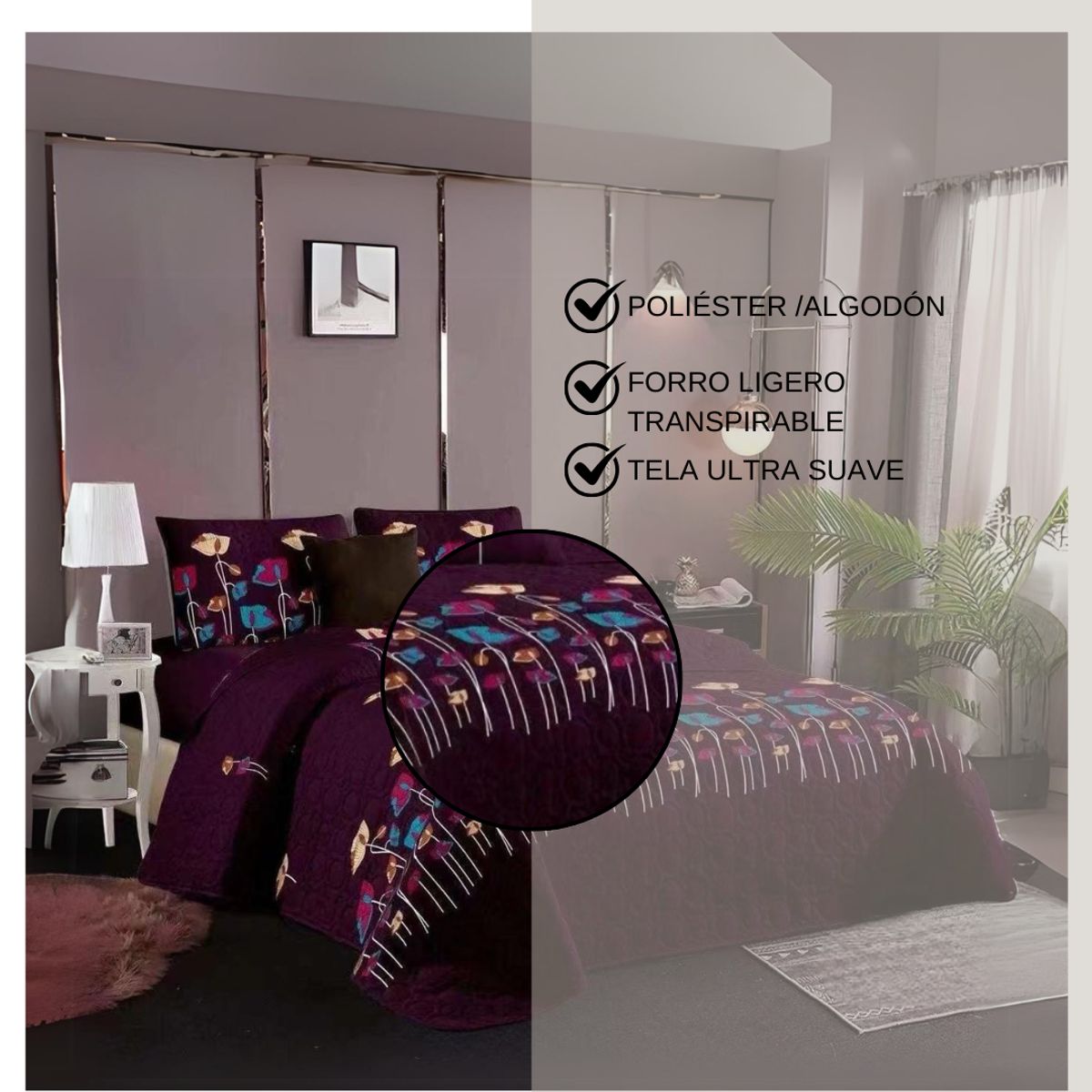 GENERICO - Cubrecama Quilt De Verano King Diseños Estampados TF