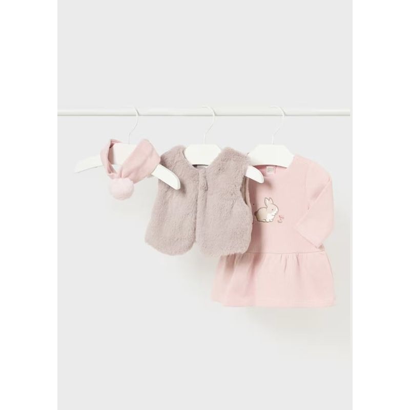 MAYORAL - Elegante Conjunto 3 piezas chaleco pelo recién nacida