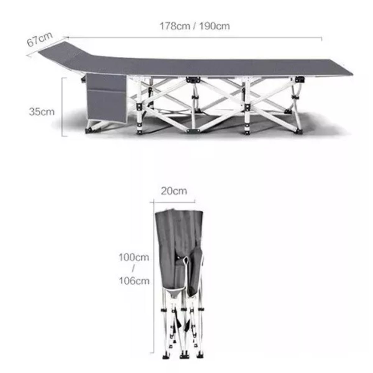 GENERICO - Portátil Catre Cama Campaña Camping Plegable + Bolsa