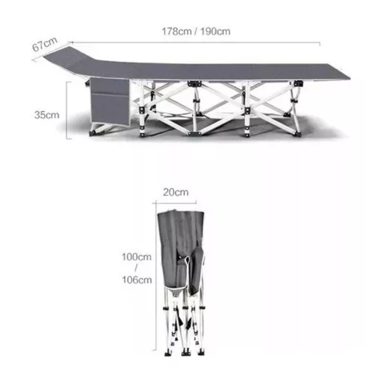 GENERICO - Portátil Catre Cama Campaña Camping Plegable + Bolsa