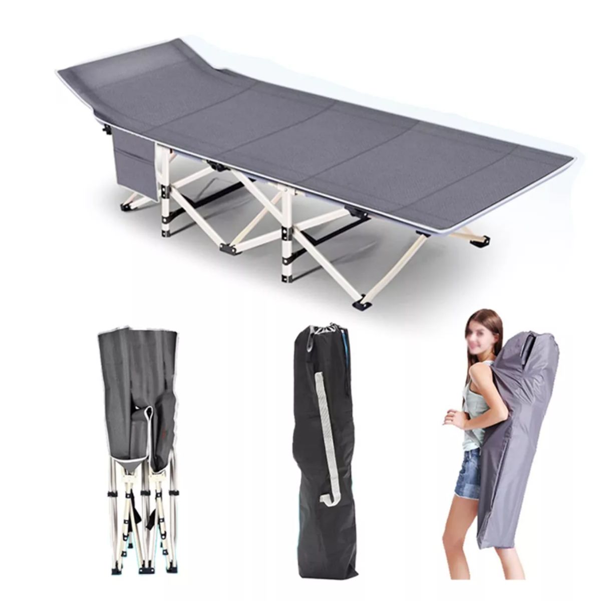 GENERICO - Portátil Catre Cama Campaña Camping Plegable + Bolsa