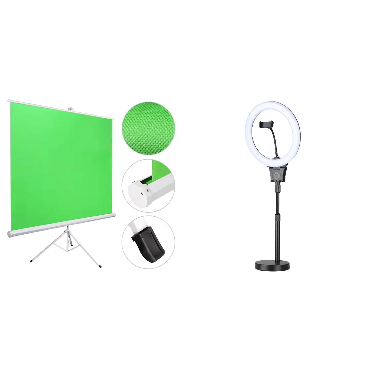 GENERICO - Kit Para Video Telón Verde + Aro de Luz