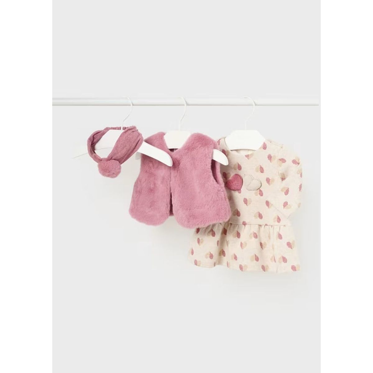 MAYORAL - Elegante Conjunto 3 piezas chaleco pelo recién nacida