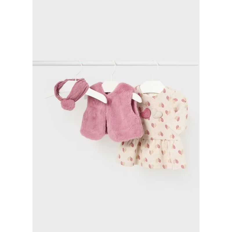 MAYORAL - Elegante Conjunto 3 piezas chaleco pelo recién nacida