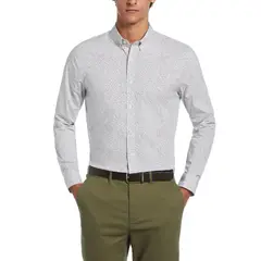 ORIGINAL PENGUIN - Camisa De Hombre Formal Algodón Estampado Gris
