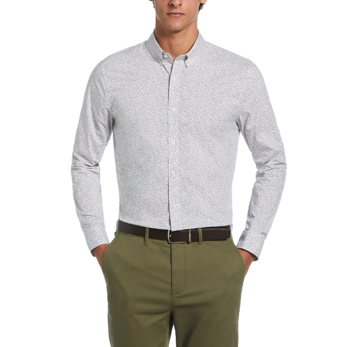 ORIGINAL PENGUIN - Camisa De Hombre Formal Algodón Estampado Gris