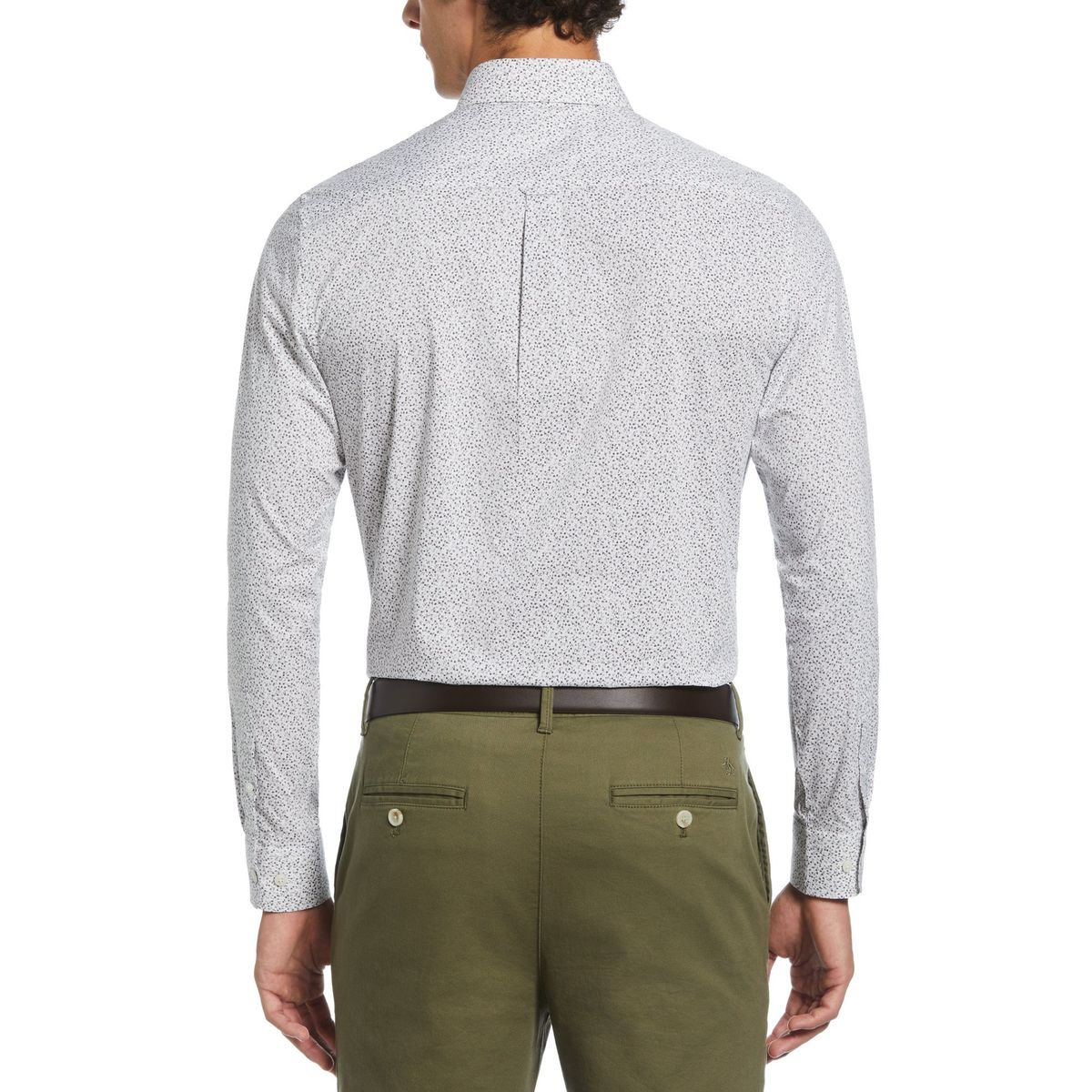 ORIGINAL PENGUIN - Camisa De Hombre Formal Algodón Estampado Gris