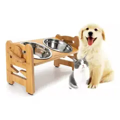 MUNDO MAGIA - 2 En 1 Comedero Bebedero Ajustable Para Mascotas Perro Gato