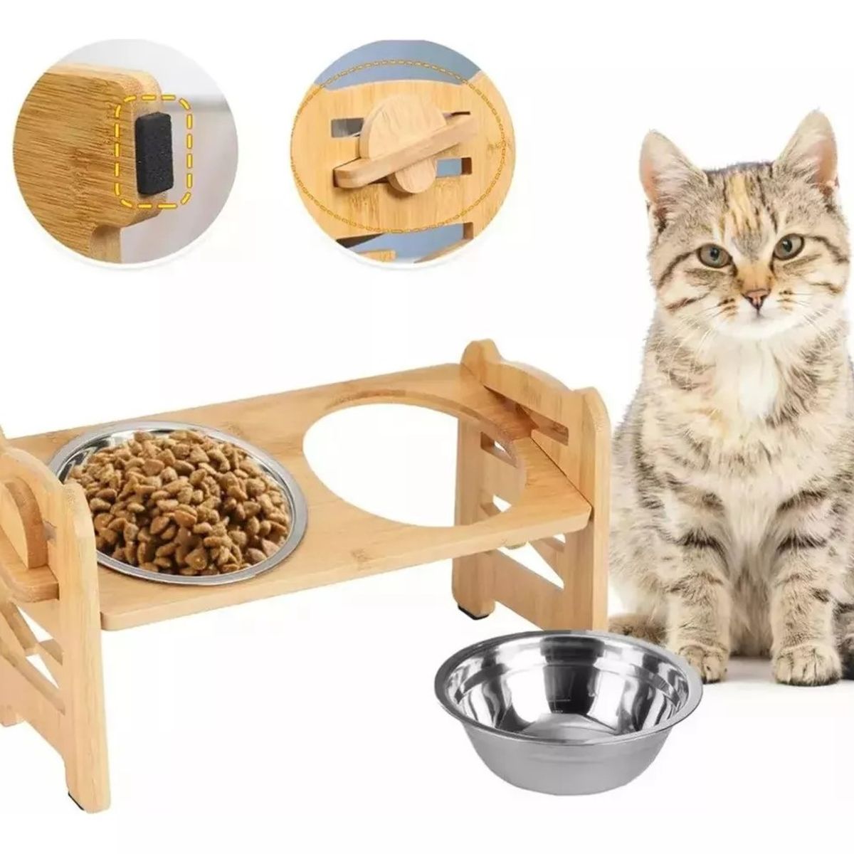 MUNDO MAGIA - 2 En 1 Comedero Bebedero Ajustable Para Mascotas Perro Gato