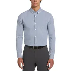 ORIGINAL PENGUIN - Camisa De Hombre Formal Algodón Cuadros Azul