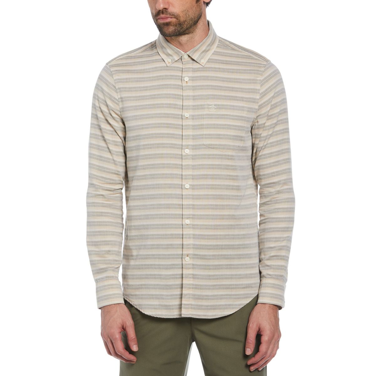 ORIGINAL PENGUIN - Camisa De Hombre Rayas Khaki