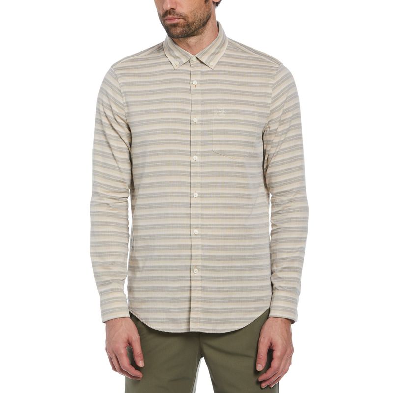 ORIGINAL PENGUIN - Camisa De Hombre Rayas Khaki Original Penguin