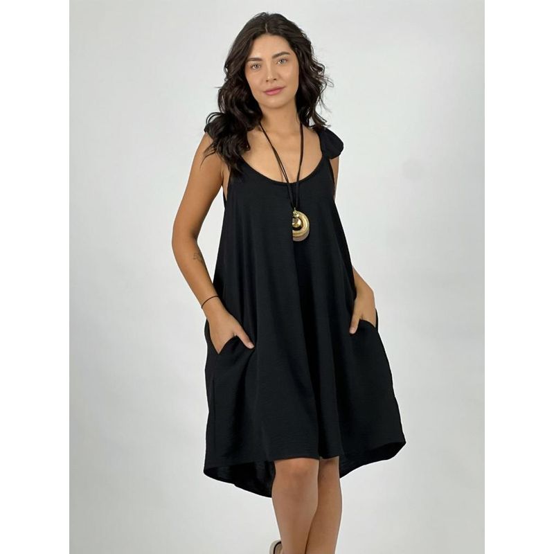 ENIGMATICA BOUTIQUE - Mini Vestido Con Vuelos en Mangas - Negro - Único