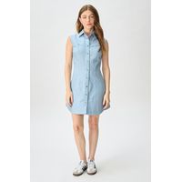 Vestido Corto Celeste Mujer