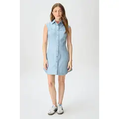 IO - Vestido Corto Celeste Mujer