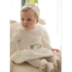 MAYORAL - Elegante Conjunto Vestido pelo con diadema recién nacida