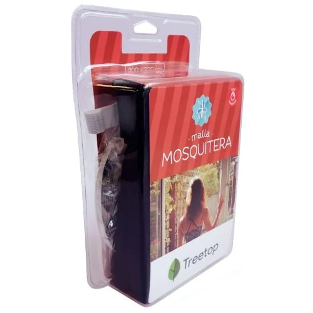 TREETOP - Malla Mosquitera de 2 x 2.2 m Negra con velcro adhesivo
