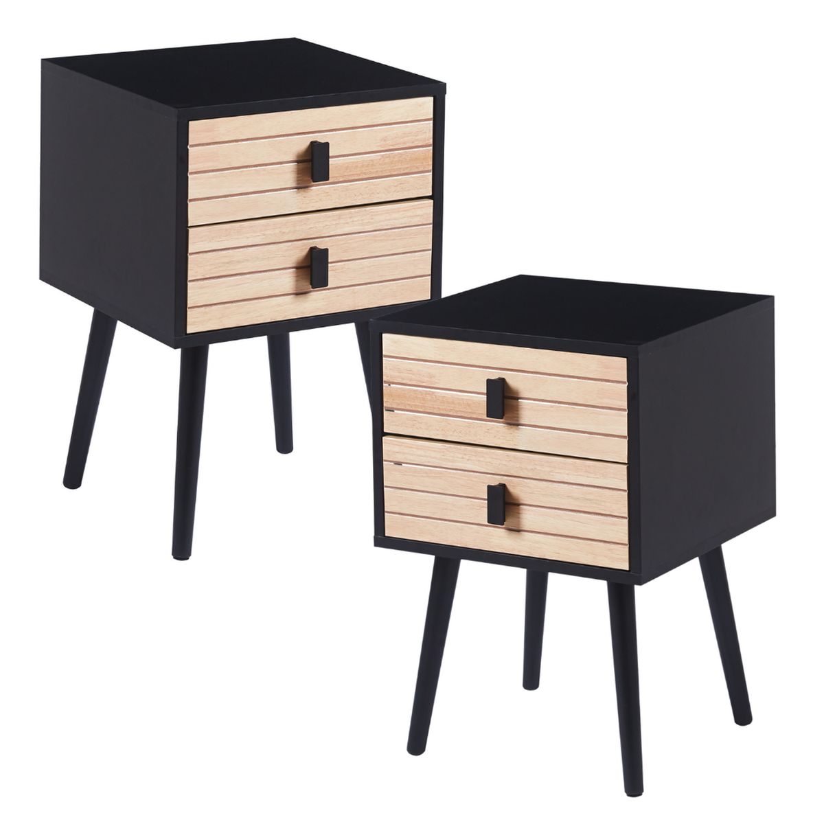 PANDALINO - Pack 2 Veladores Darío Negro - Elegante y Funcional