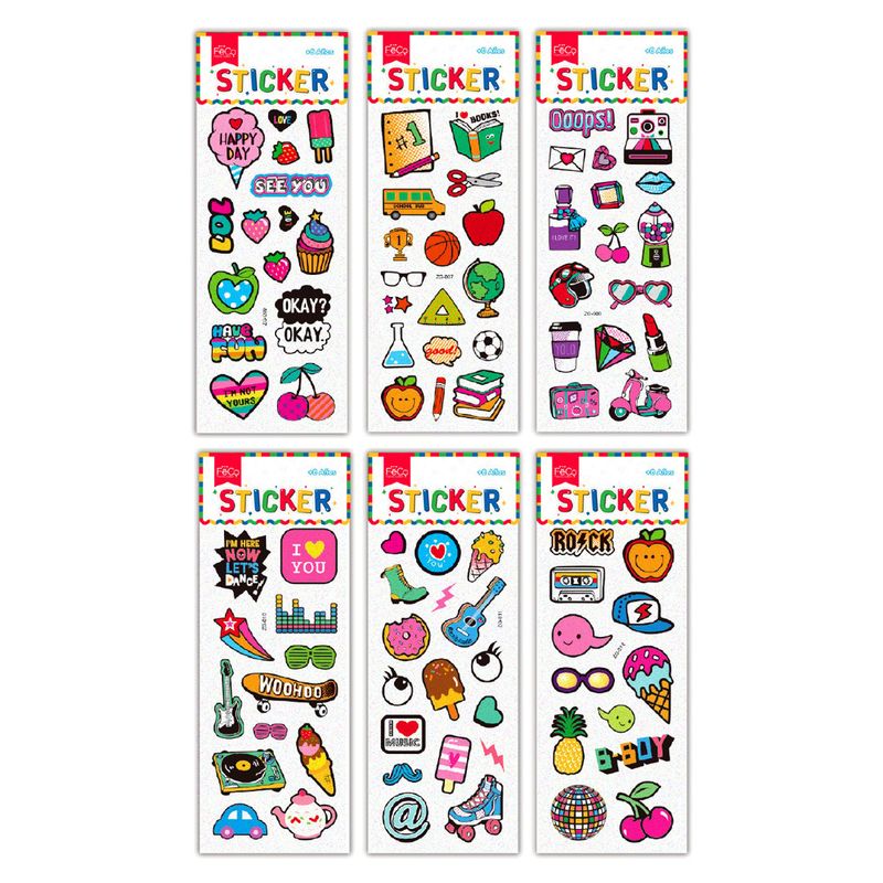 GENERICO - STICKER INFANTIL RETRO X12 UNI