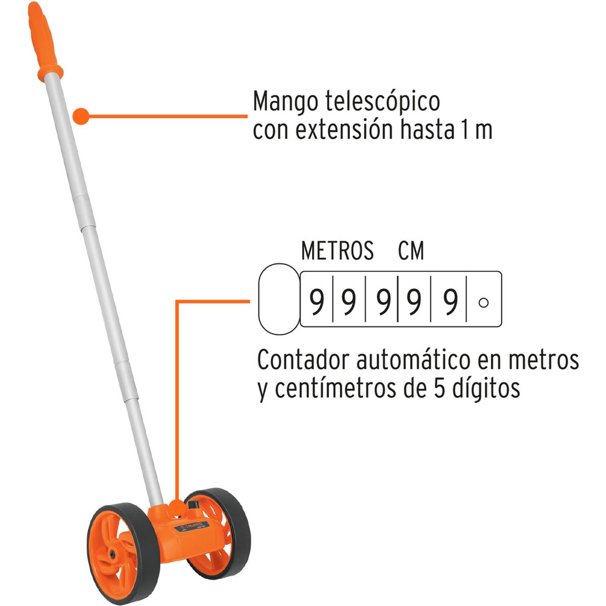 TRUPER - Odómetro Análogo Con Doble Rueda De 4 Pulgadas Truper 15830