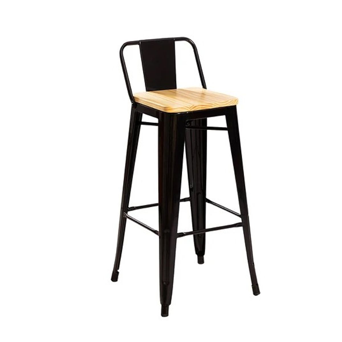 HABITA2 CHILE - Pack de 4 Taburetes Tolix metal con asiento de madera 66 cm - Negro
