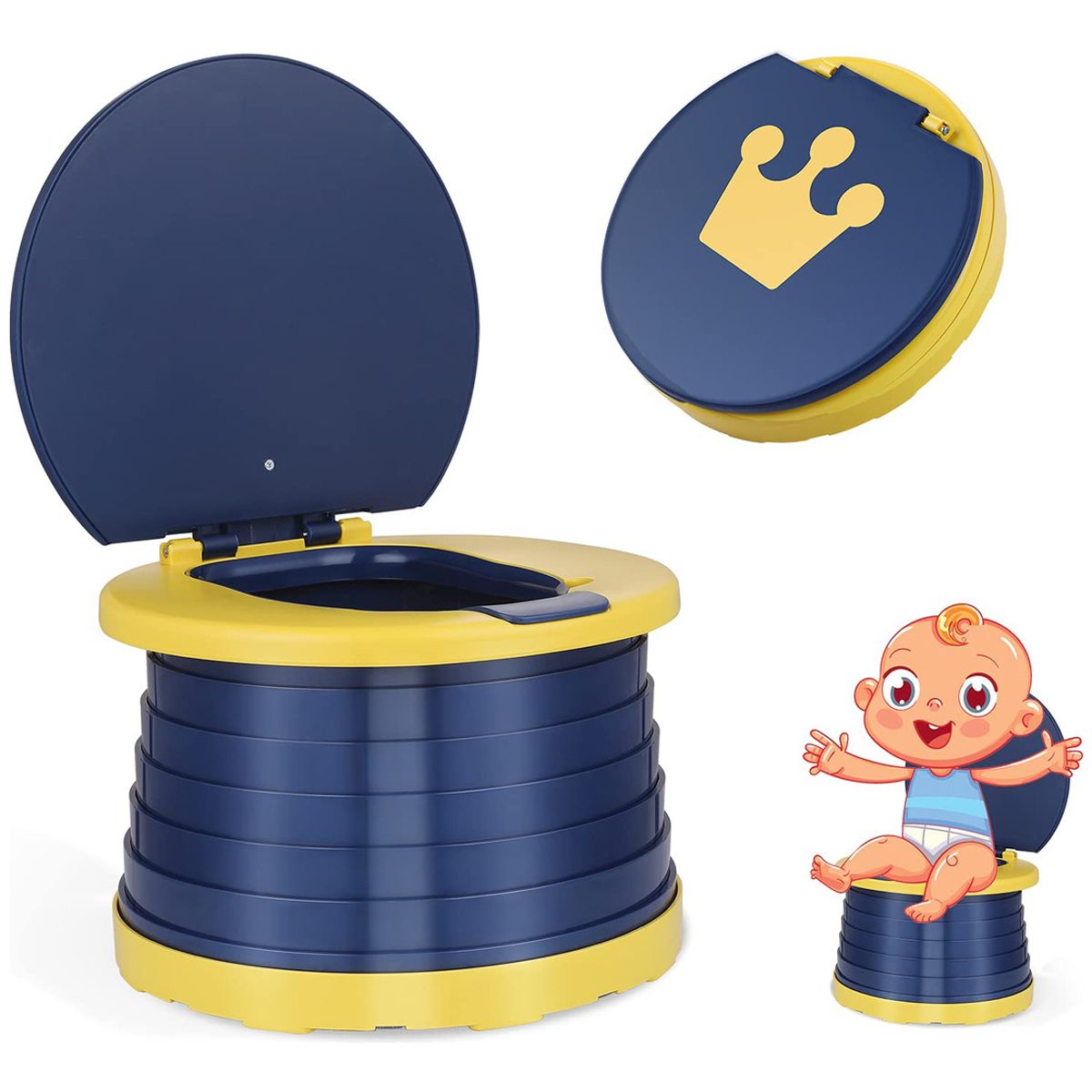 GENERICO - Pelela Plegable Baño Inodoro Portatil Niñ Viaje Corona Azul