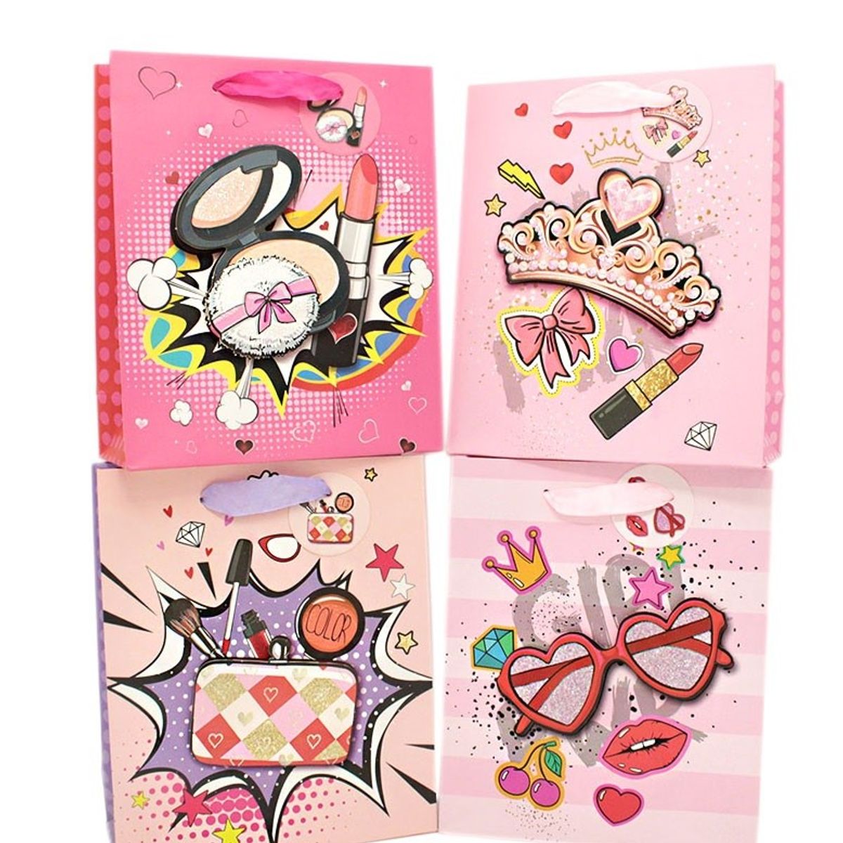 GENERICO - BOLSA DE REGALO BEAUTY GLITTER 3D 30X40 CM X12 UNI