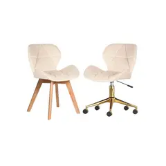 GENERICO - Pack Manicurista Silla Velvet Beige Dorada