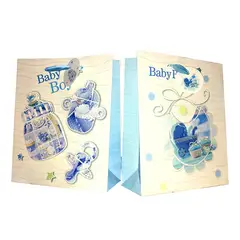 GENERICO - BOLSA DE REGALO BABY BOY GLITTER 3D 30X40 CM X12 UNI