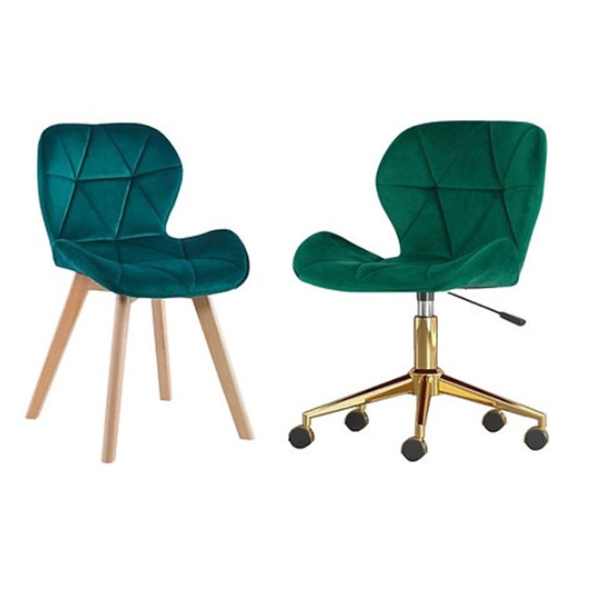 GENERICO - Pack Manicurista Silla Velvet Verde Dorada