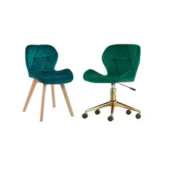 GENERICO - Pack Manicurista Silla Velvet Verde Dorada