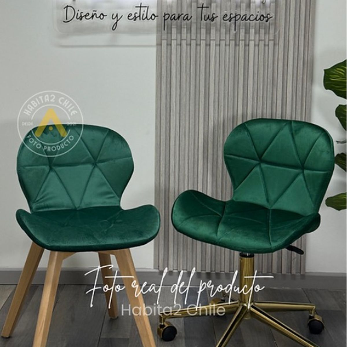 GENERICO - Pack Manicurista Silla Velvet Verde Dorada