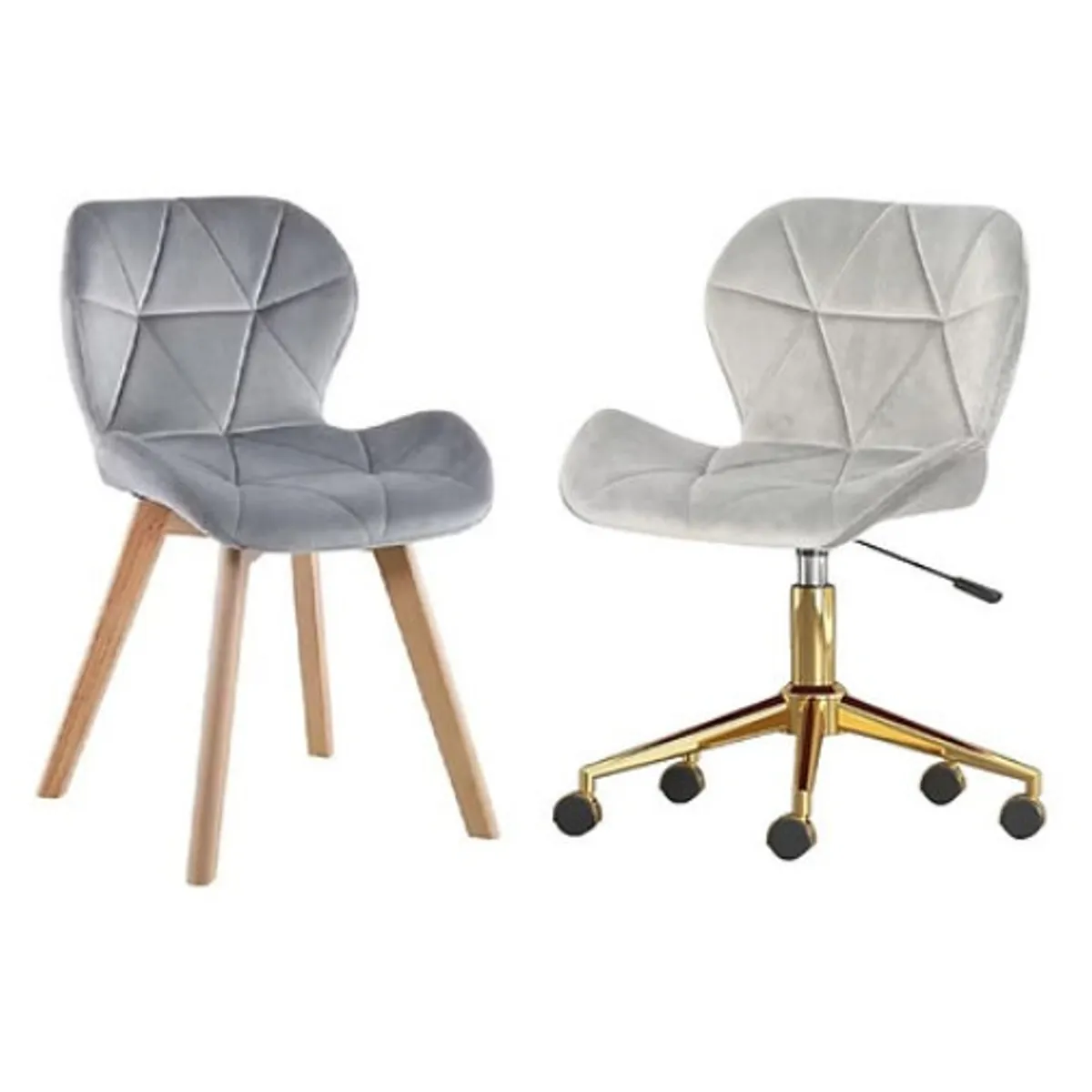 HABITA2 CHILE - Pack Manicurista Silla Velvet Gris Dorada