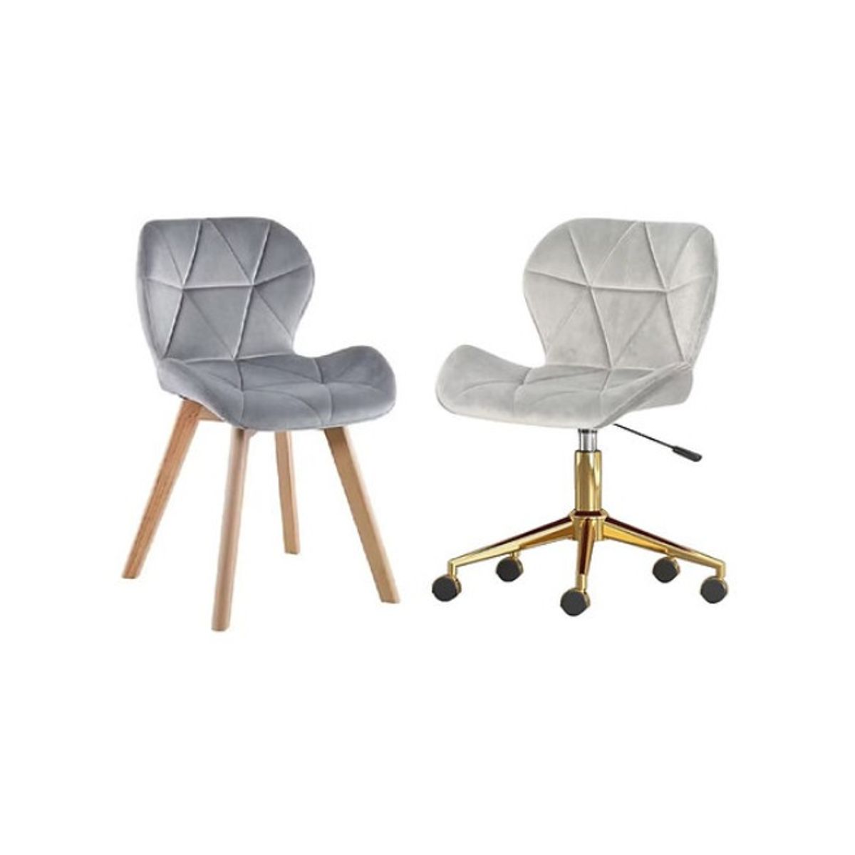 HABITA2 CHILE - Pack Manicurista Silla Velvet Gris Dorada