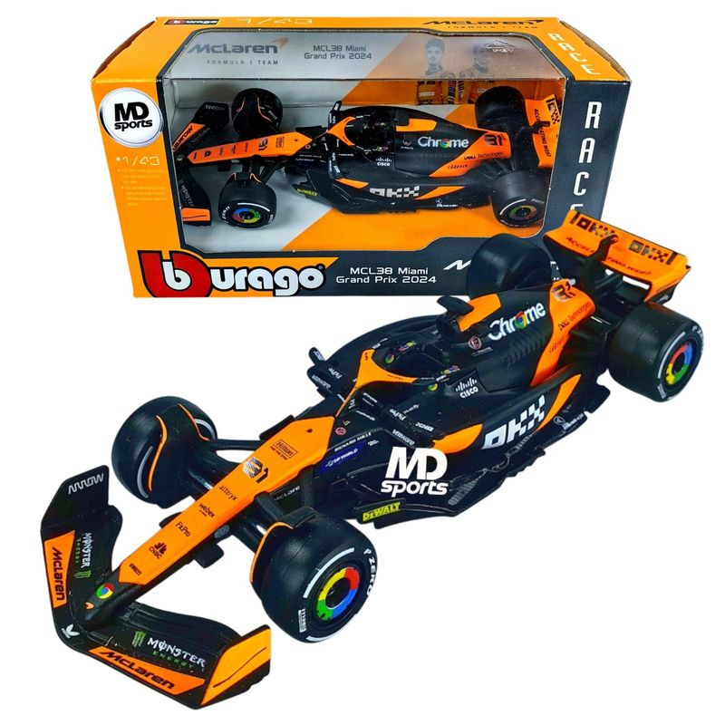 BBURAGO - Auto F1 Mclaren Mcl38 GP Miami 2024 #81 Piastri Caja Nor1:43