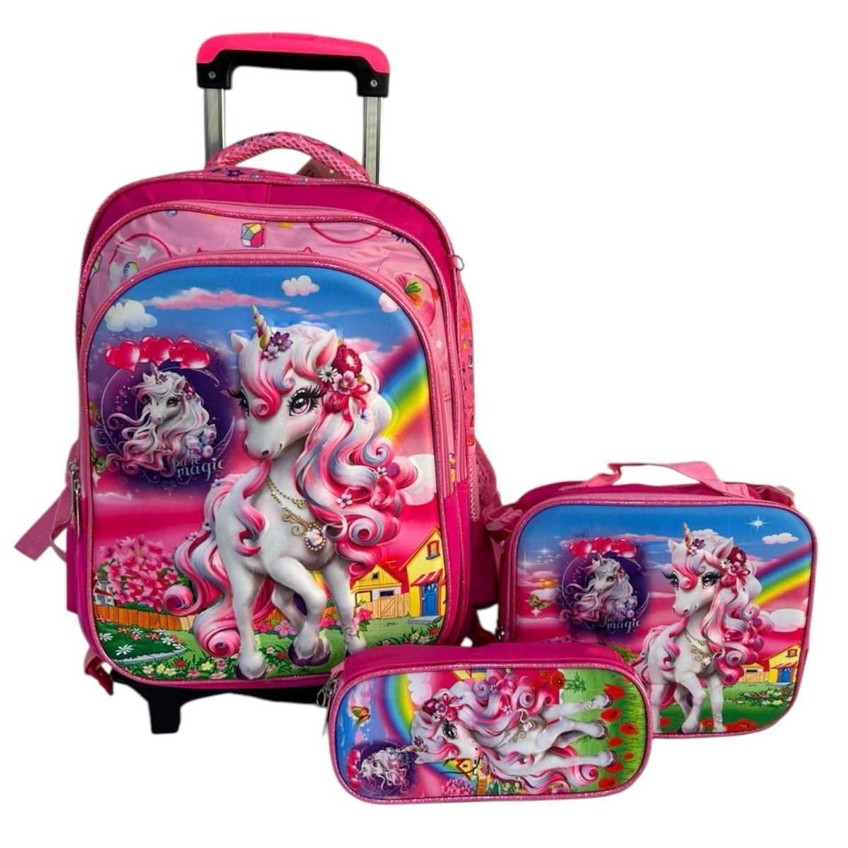 GENERICO - Pack Mochila Infantil Escolar Niña Con Ruedas