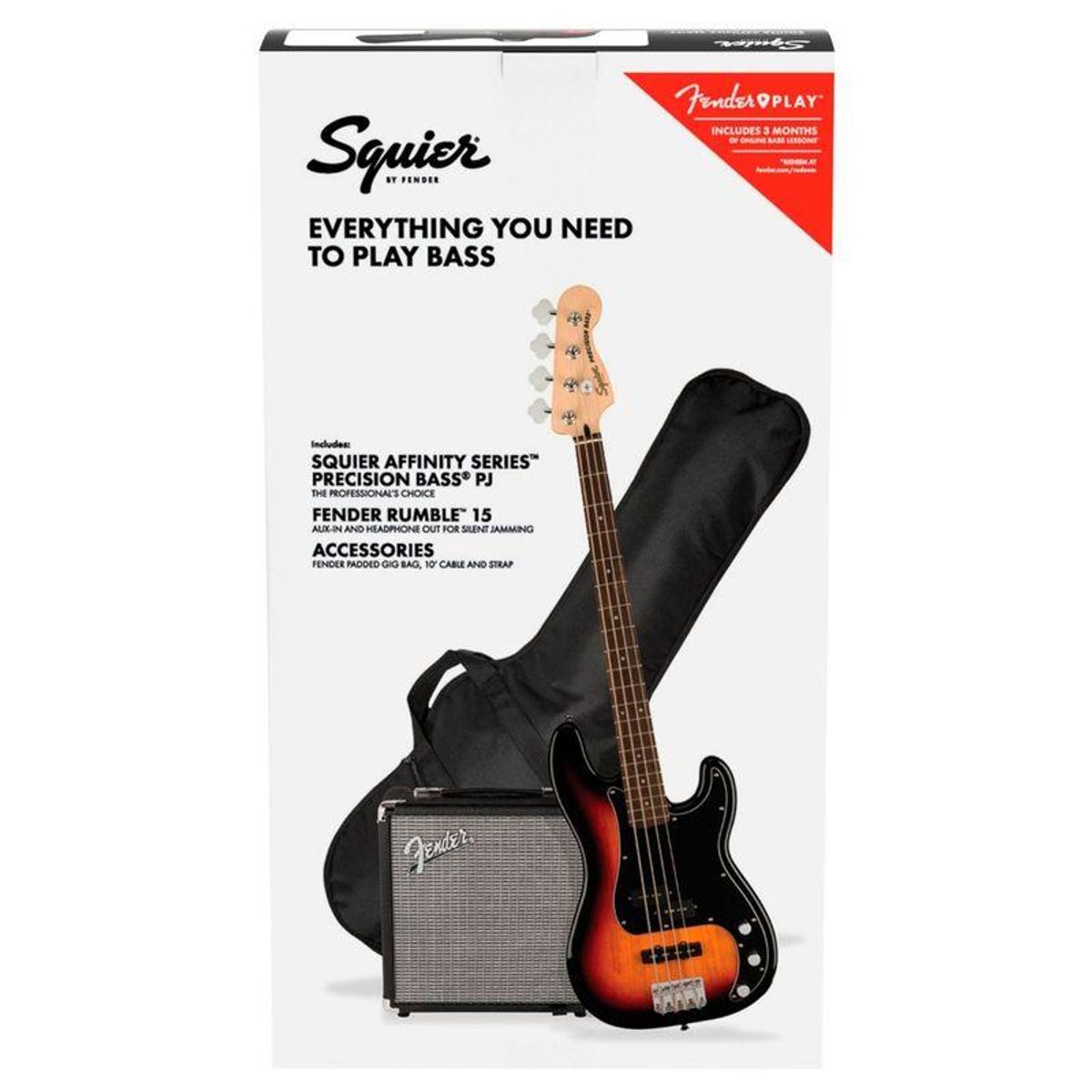 SQUIER - Pack Bajo Eléctrico Squier Affinity Precision Bass PJ Pack