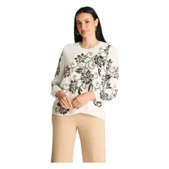 LORENZO DI PONTTI - Blusa Manga Larga Escote Redondo Con Capas Crudo