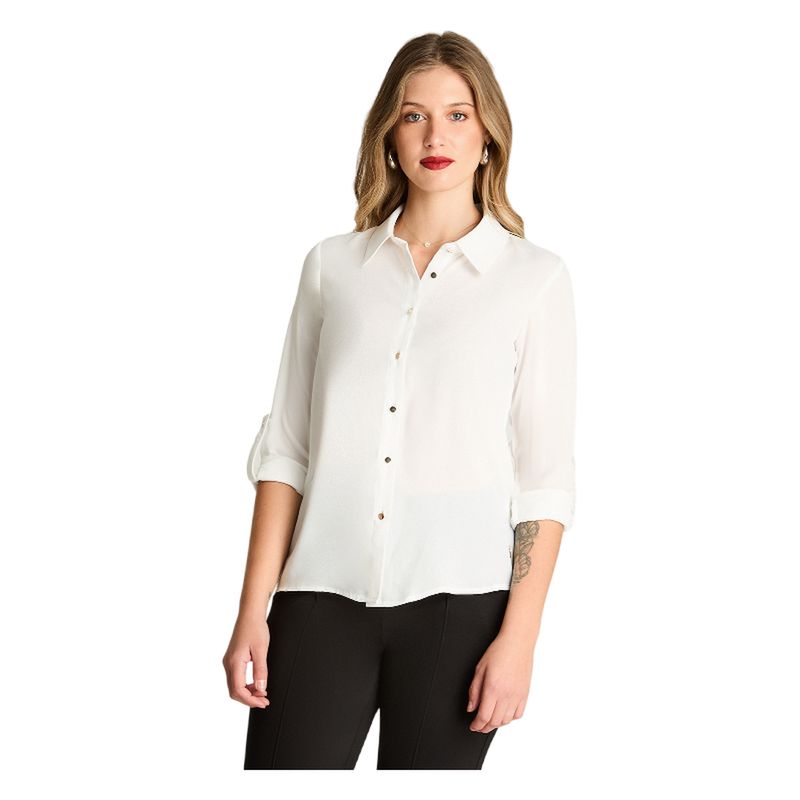 LORENZO DI PONTTI - Blusa Camisera Manga Larga Crudo