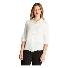 LORENZO DI PONTTI - Blusa Camisera Manga Larga Crudo
