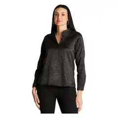 LORENZO DI PONTTI - Blusa Satin Escote Mao Manga Larga Negro