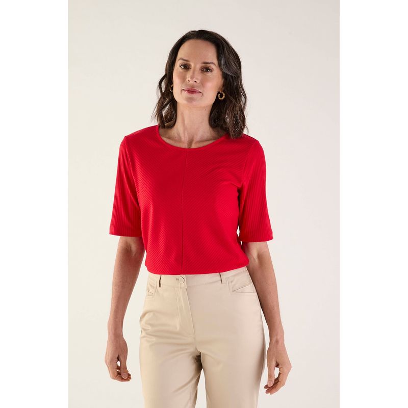 MA GRIFFE - Polera Manga Corta Rojo Mujer Magriffe