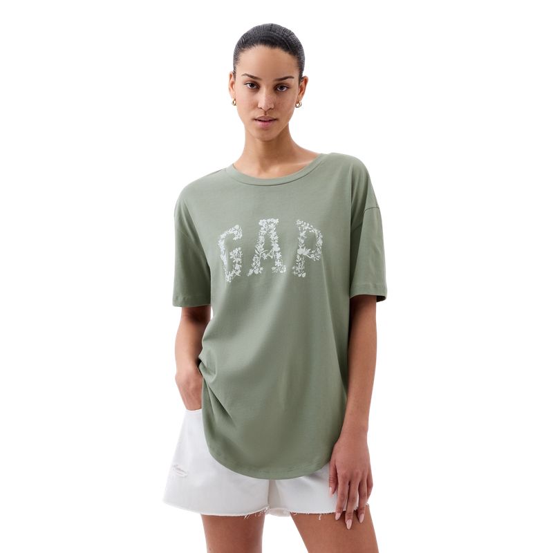 GAP - Polera Logo Floreado Mujer Verde