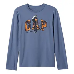 GAP - Polera Logo Manga Larga Hombre Azul